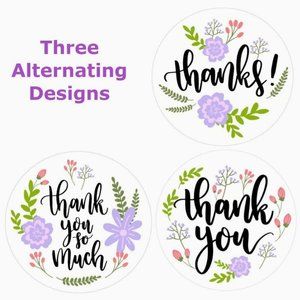 150 THANK YOU Stickers Floral 3 Designs 1.5"